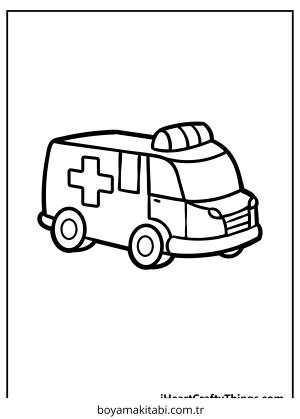 Ambulans boyama sayfası – sanatsal çalışma, çocuklar için