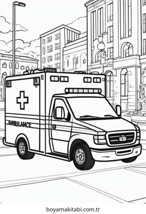 Ambulans boyama sayfası – ücretsiz yazdır, boyama etkinliği