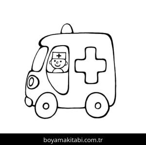 Ambulans boyama sayfası – ücretsiz yazdır, boyama etkinliği