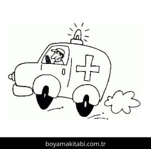 Ambulans boyama sayfası – keyifli zaman, renkli çizimler