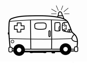 Ambulans boyama sayfası,  coloring page, Basit Ambulans, 