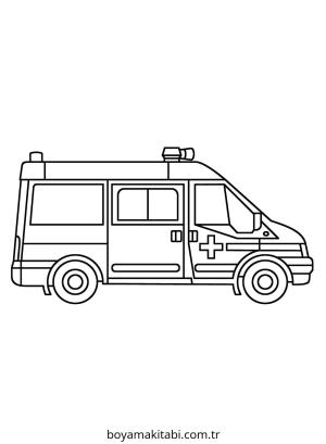 Ambulans boyama sayfası – okul öncesi, evde etkinlik