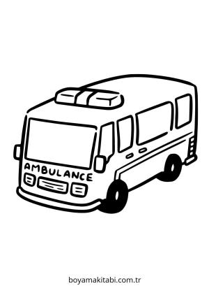 Ambulans boyama sayfası – sevimli karakter, sanatsal çalışma
