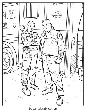 Ambulans boyama sayfası – eğlenceli etkinlik, el becerilerini geliştirir