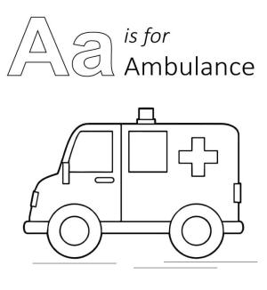 Ambulans boyama sayfası,  coloring page, A harfi Ambulans Içindir, 