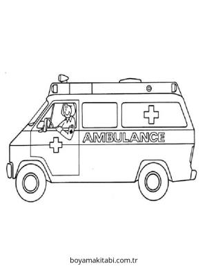Ambulans boyama sayfası – eğitici aktivite, yaratıcılık