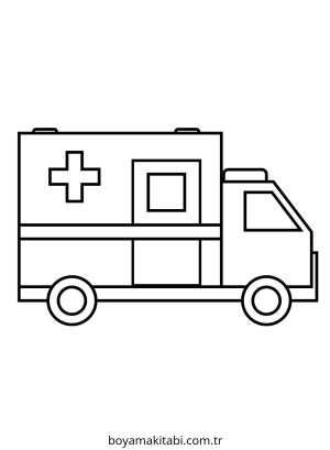 Ambulans boyama sayfası – el becerilerini geliştirir, boyama çalışması