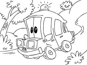 Ambulans boyama sayfası,  coloring page, Karikatür Ambulans, 