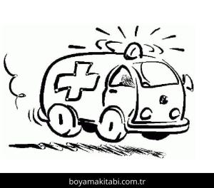 Ambulans boyama sayfası – çocuk aktivitesi, PDF indir