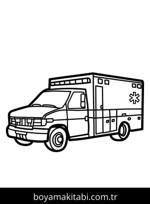 Ambulans boyama sayfası – evde etkinlik, ücretsiz yazdır