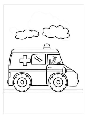 Ambulans boyama sayfası,  coloring page, Ambulans ve Bulut, 