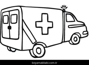 Ambulans boyama sayfası – çocuklar için, çizgi film temalı