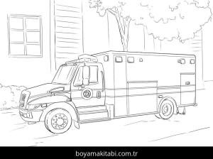 Ambulans boyama sayfası – boyama çalışması, yaratıcılığı geliştirir