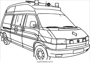 Ambulans boyama sayfası – evde etkinlik, ücretsiz yazdır