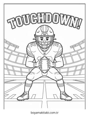 Amerikan Futbolu boyama sayfası – çizgi film temalı, basit çizim