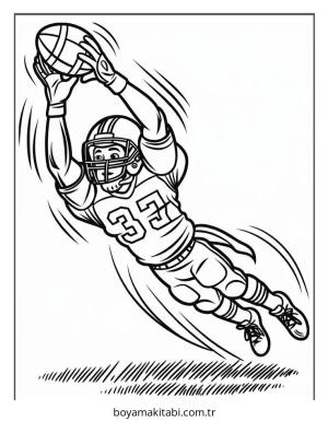 Amerikan Futbolu boyama sayfası – çocuklar için, çizgi film temalı