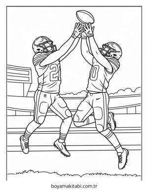 Amerikan Futbolu boyama sayfası – basit çizim, kolay boyama