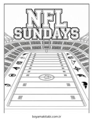 Amerikan Futbolu boyama sayfası – renkli çizimler, okul öncesi