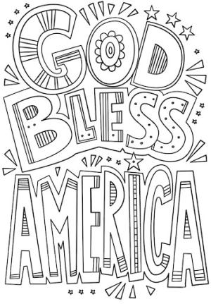 Amerikan boyama sayfası,  coloring page, Tanrı Amerika’yı Korusun Yazısı, 