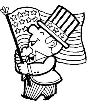 Amerikan boyama sayfası,  coloring page, Amerikan Bayrağı Olan Adam, 