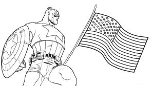 Amerikan boyama sayfası,  coloring page, Kaptan Amerika ve Bayrak, 