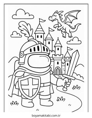 Among us boyama sayfası – çizgi film temalı, basit çizim