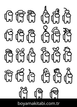 Among us boyama sayfası – çocuk aktivitesi, PDF indir