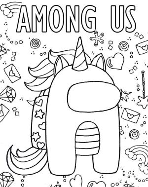 Among us boyama sayfası,  coloring page, Among Us Tek Boynuzlu At, 