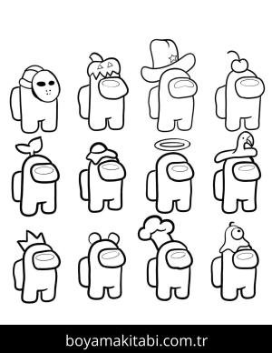 Among us boyama sayfası – boyama etkinliği, çocuk aktivitesi