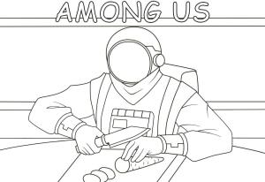 Among us boyama sayfası,  coloring page, Among Us Yemek Pişirme, 