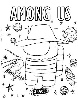 Among us boyama sayfası,  coloring page, Among Us Freddy Krueger, 