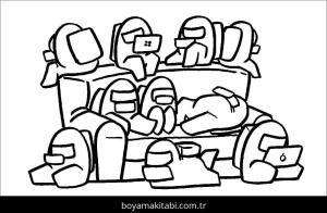 Among us boyama sayfası – basit çizim, kolay boyama