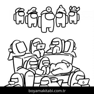 Among us boyama sayfası – renkli çizimler, okul öncesi