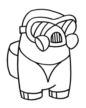 Among us boyama sayfası,  coloring page, Astronauta Gaz Maskesi ile, 