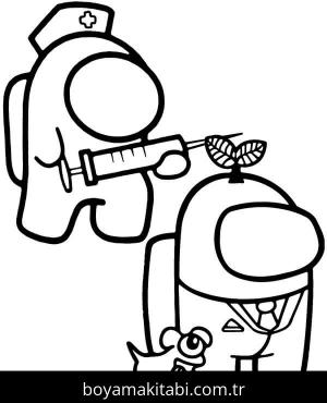 Among us boyama sayfası – sanatsal çalışma, çocuklar için