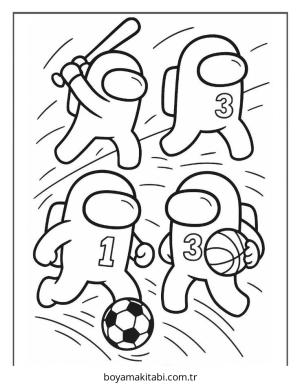 Among us boyama sayfası – çocuk aktivitesi, PDF indir