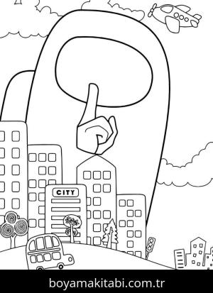 Among us boyama sayfası – renkli çizimler, okul öncesi