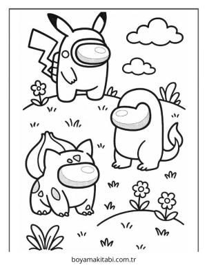 Among us boyama sayfası – renkli çizimler, okul öncesi