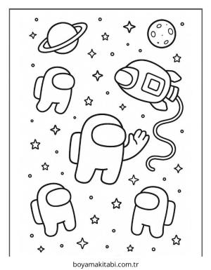 Among us boyama sayfası – boyama etkinliği, çocuk aktivitesi