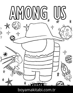Among us boyama sayfası – çizgi film temalı, basit çizim