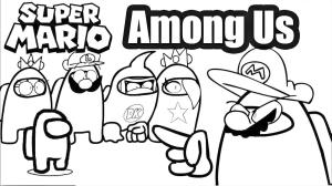 Among us boyama sayfası,  coloring page, Súper Mario Among Us, 