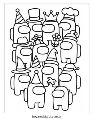 Among us boyama sayfası – çocuklar için, çizgi film temalı