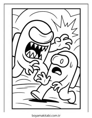 Among us boyama sayfası – renkli çizimler, okul öncesi