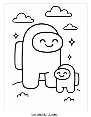 Among us boyama sayfası – renkli çizimler, okul öncesi