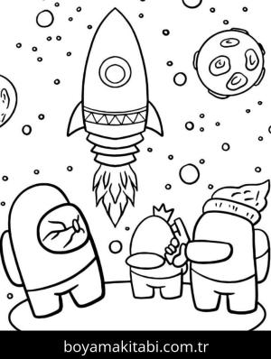 Among us boyama sayfası – çocuklar için, çizgi film temalı