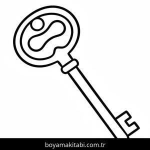 Anahtar boyama sayfası – çizgi film temalı, basit çizim
