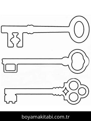 Anahtar boyama sayfası – çocuk aktivitesi, PDF indir