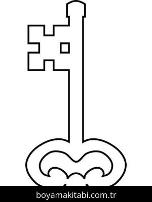 Anahtar boyama sayfası – çizgi film temalı, basit çizim