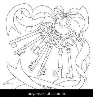 Anahtar boyama sayfası – eğlenceli etkinlik, el becerilerini geliştirir