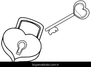 Anahtar boyama sayfası – sevimli karakter, sanatsal çalışma